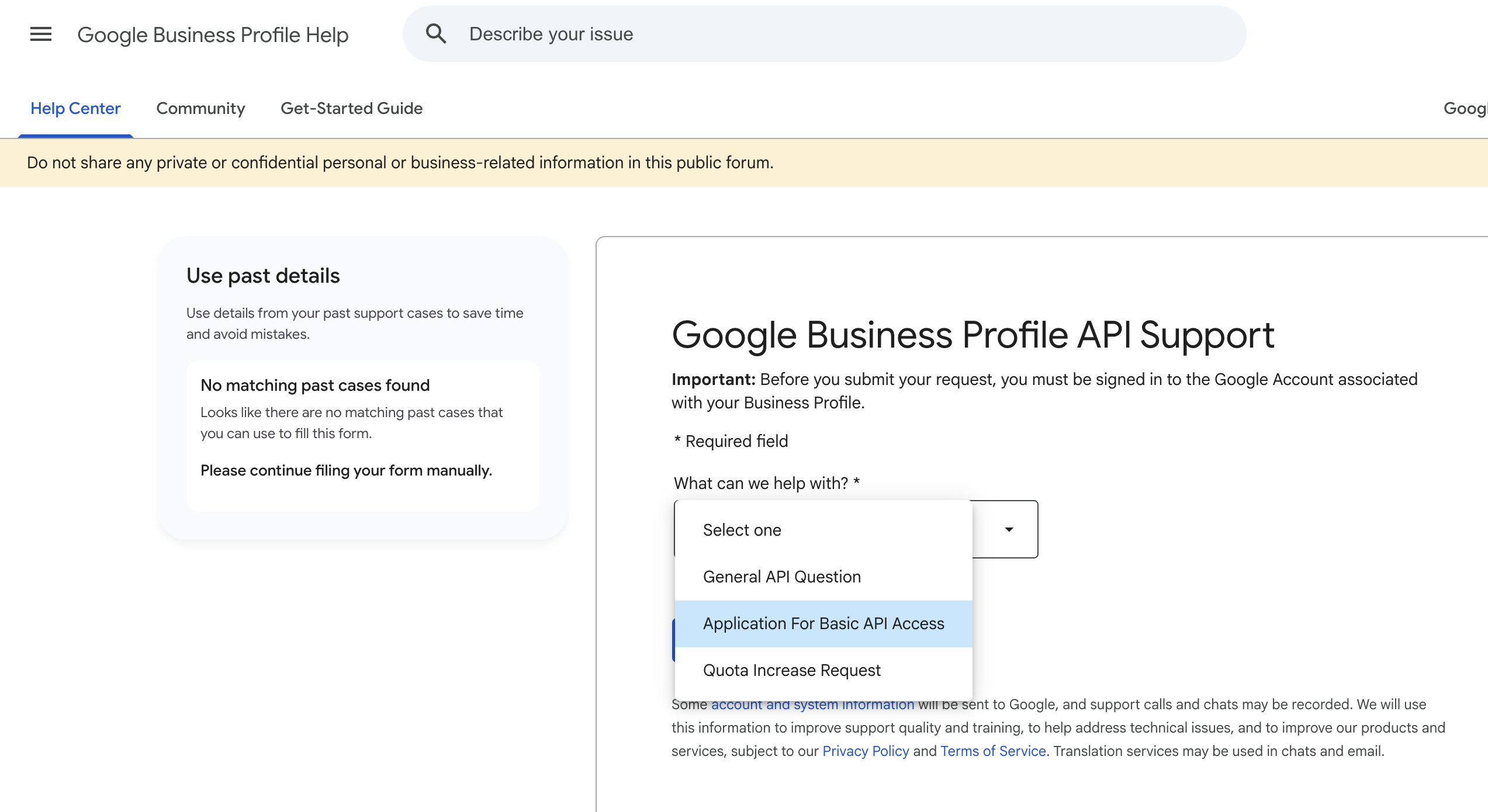 Google Business Profile API Access