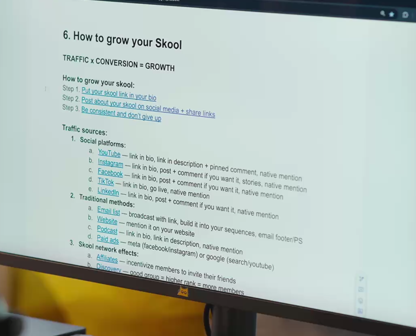 How to grow your Skool — traffic sources